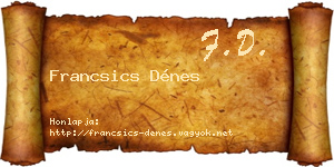Francsics Dénes névjegykártya